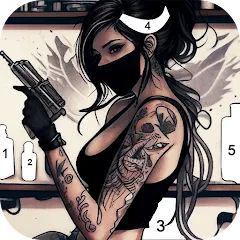Скачать взломанную Tattoo Coloring games  [МОД Mega Pack] - стабильная версия apk на Андроид