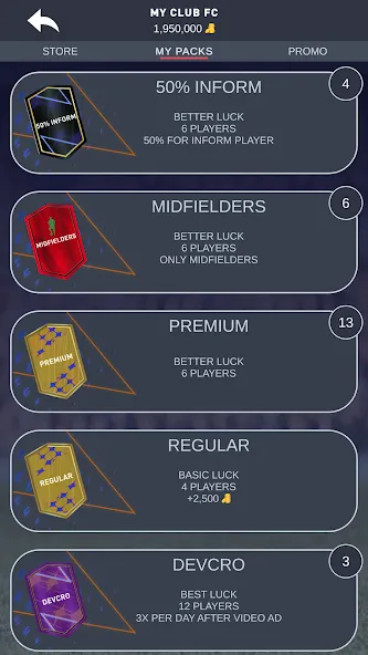 DEVCRO 23 - Draft, Packs! (ДЕВКРО ФУТ 23)  [МОД Бесконечные деньги] Screenshot 2