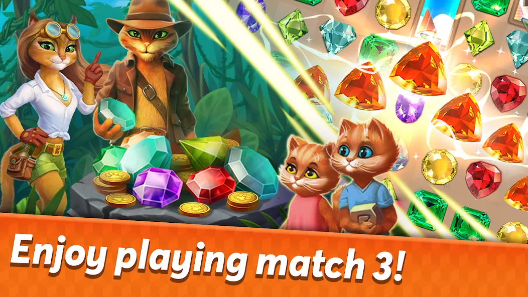 Indy Cat 2: Match 3 game  [МОД Unlocked] Screenshot 1